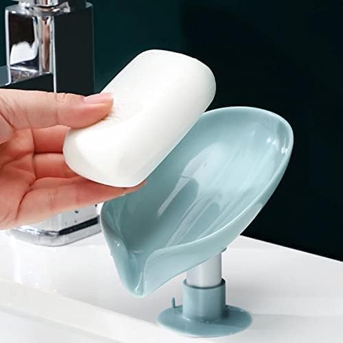 Leaf Shape Self Draining Soap Dish Holder – Suction Cup Soap Tray with Water Drainage for Bathroom & Kitchen