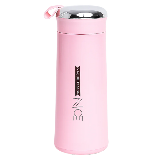 NICE Pink Water Bottel Bpa Free Glass Bottel 400 ml Flask for School, Office, and College (Pack of 1)