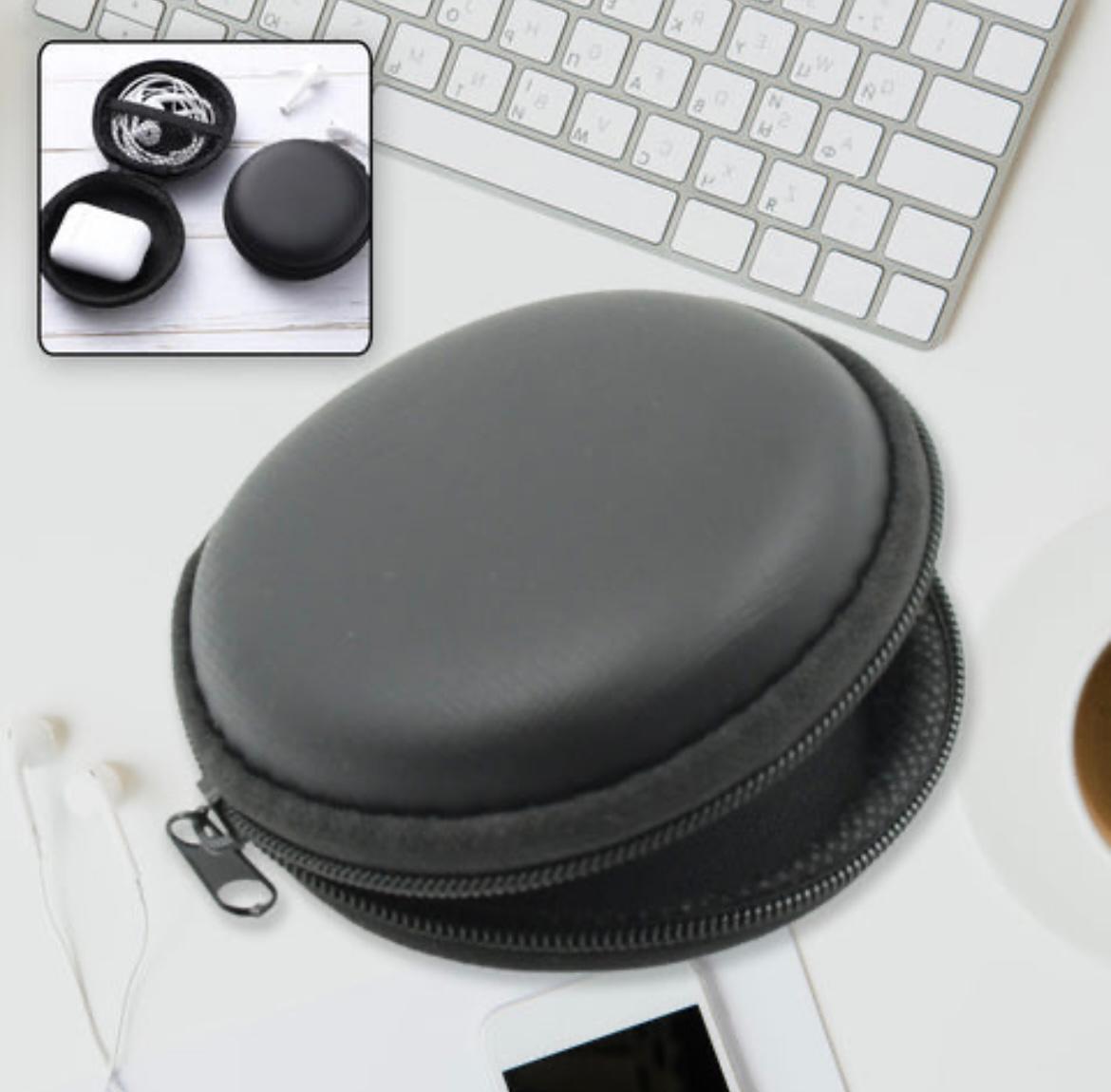 Portable Earphone & Accessories Storage Case | Hard Shell Zipper Pouch for Earbuds, Charger, USB & Small Gadgets