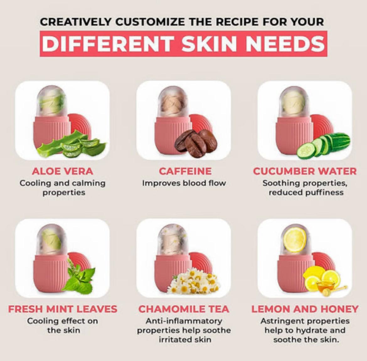 Silicone Ice Roller for Face & Skin Care | Reusable Facial Ice Mold for Glowing Skin, Puffiness & Acne Relief