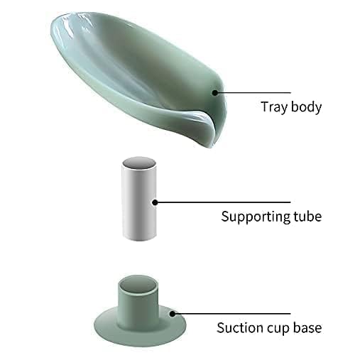 Leaf Shape Self Draining Soap Dish Holder – Suction Cup Soap Tray with Water Drainage for Bathroom & Kitchen