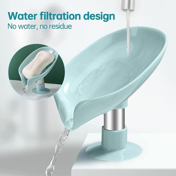 Leaf Shape Self Draining Soap Dish Holder – Suction Cup Soap Tray with Water Drainage for Bathroom & Kitchen