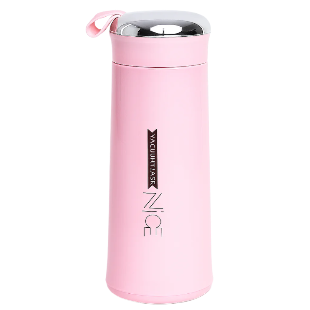 NICE Pink Water Bottel Bpa Free Glass Bottel 400 ml Flask for School, Office, and College (Pack of 1)