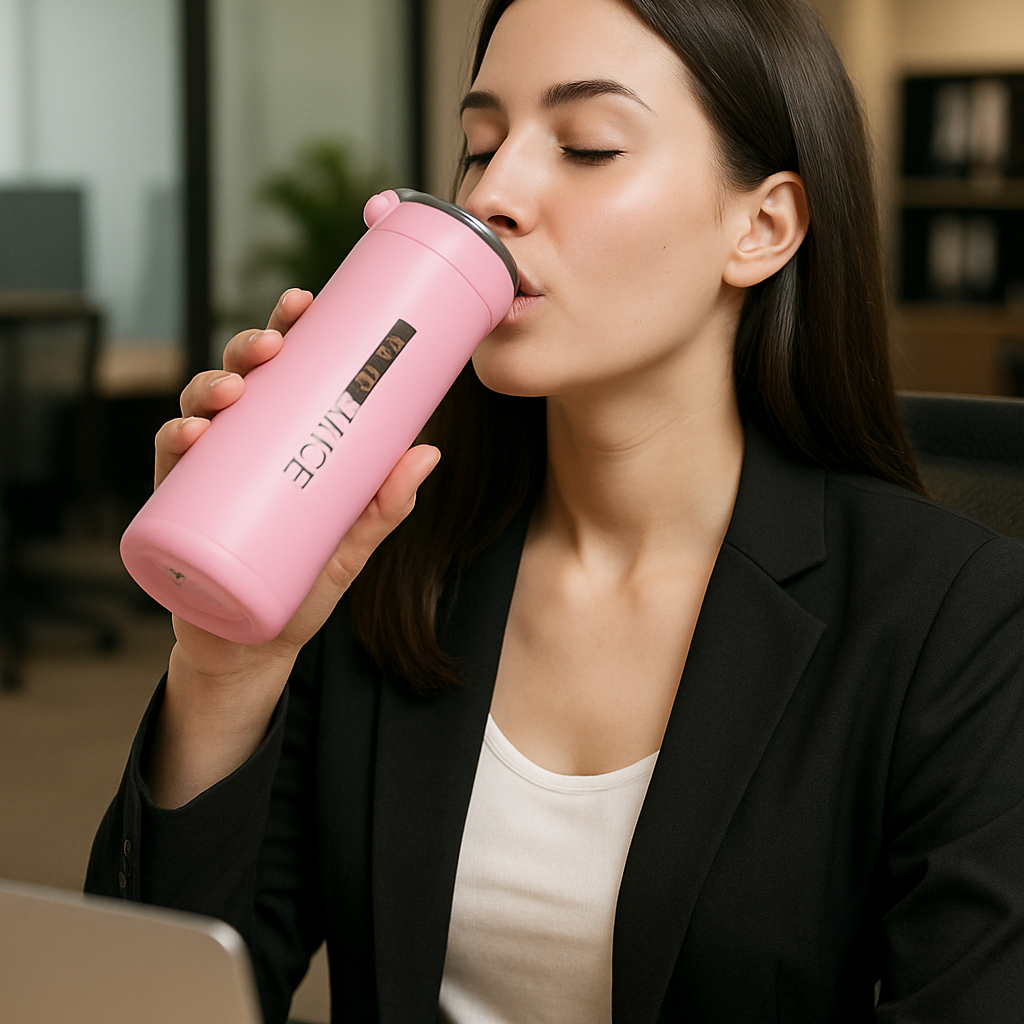 NICE Pink Water Bottel Bpa Free Glass Bottel 400 ml Flask for School, Office, and College (Pack of 1)