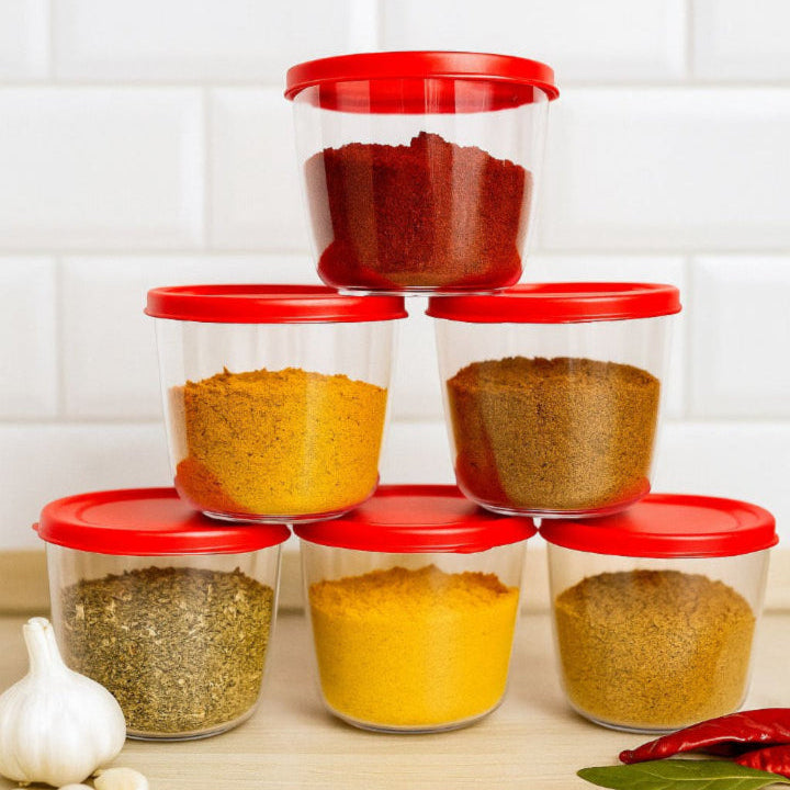 Plastic Storage Jar and Container Set I BPA Free Containers for Kitchen Storage Set I Grocery Kitchen Container Set I Multipurpose Jar, Set 6,