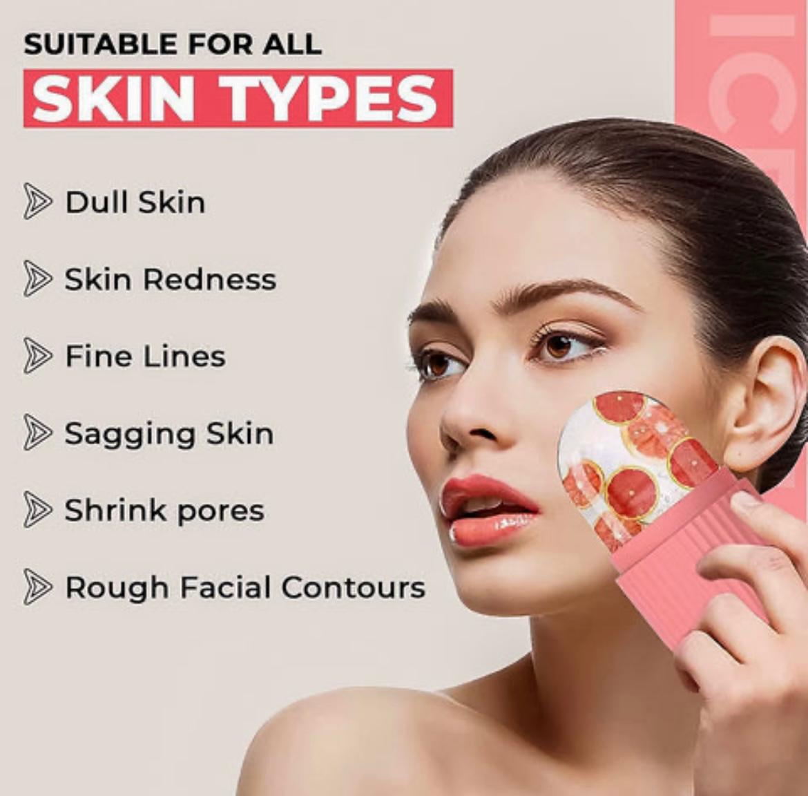 Silicone Ice Roller for Face & Skin Care | Reusable Facial Ice Mold for Glowing Skin, Puffiness & Acne Relief