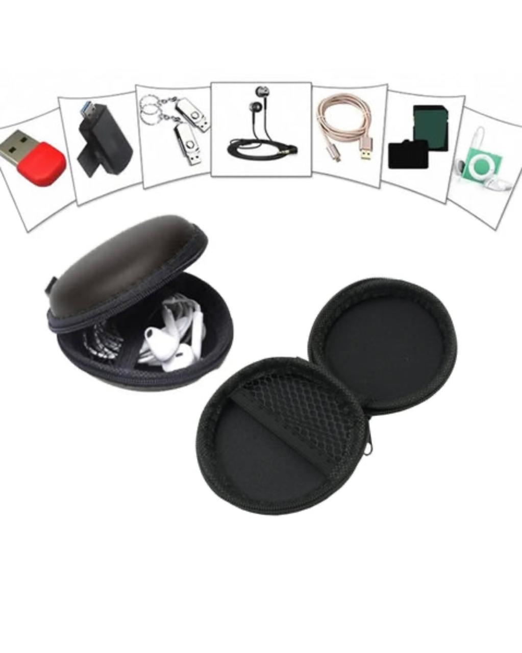 Portable Earphone & Accessories Storage Case | Hard Shell Zipper Pouch for Earbuds, Charger, USB & Small Gadgets