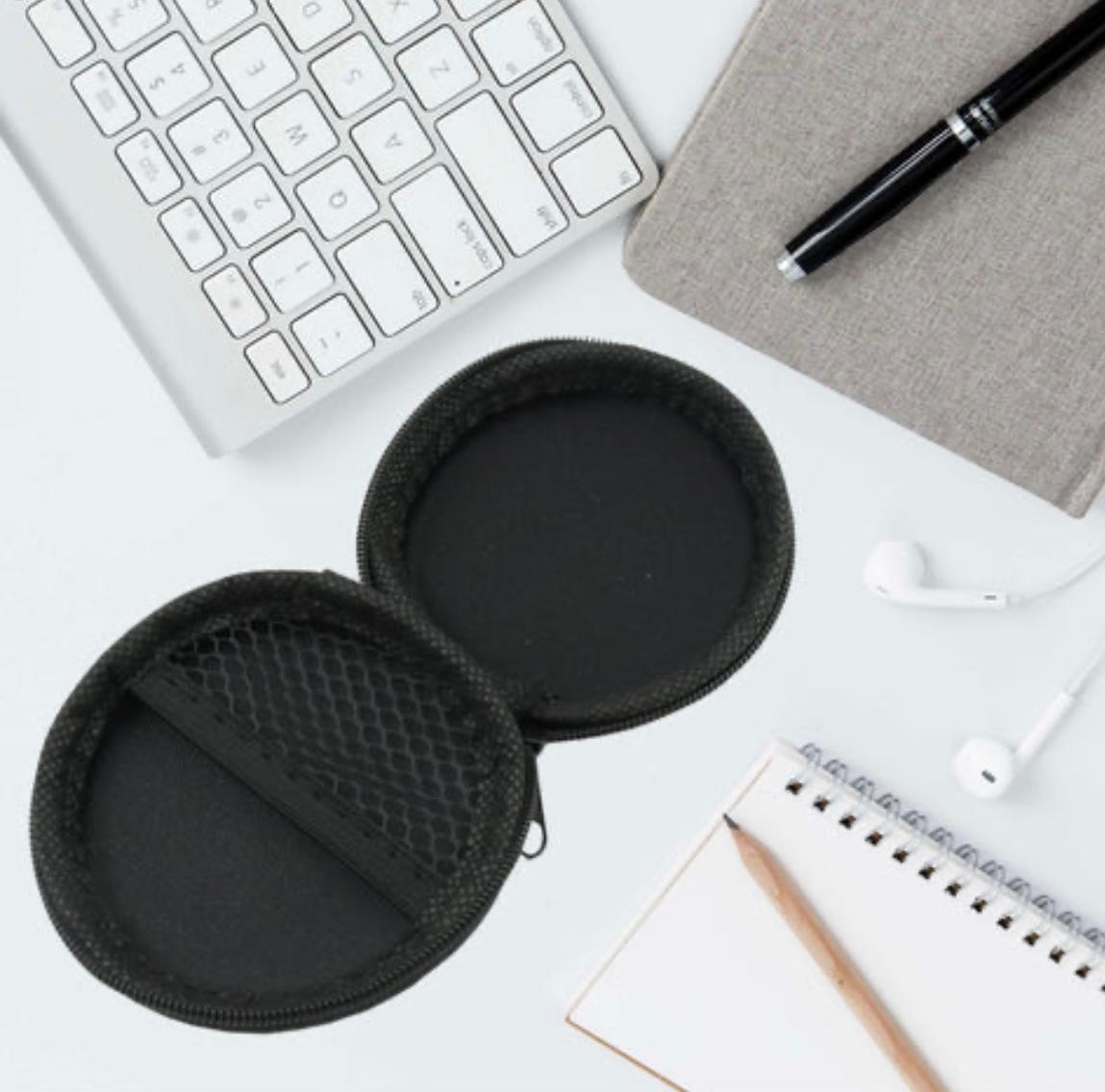 Portable Earphone & Accessories Storage Case | Hard Shell Zipper Pouch for Earbuds, Charger, USB & Small Gadgets